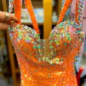 Party Time Ladies 2 Orange & Iridescent Dress